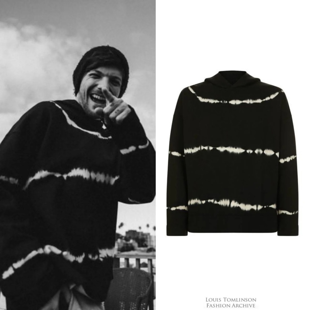 Sandro Tie Dye Black Hoodie Over-Sized Size Small